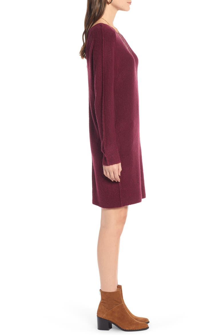 Cozy Sweater Dress, Alternate, color, BURGUNDY FIELD