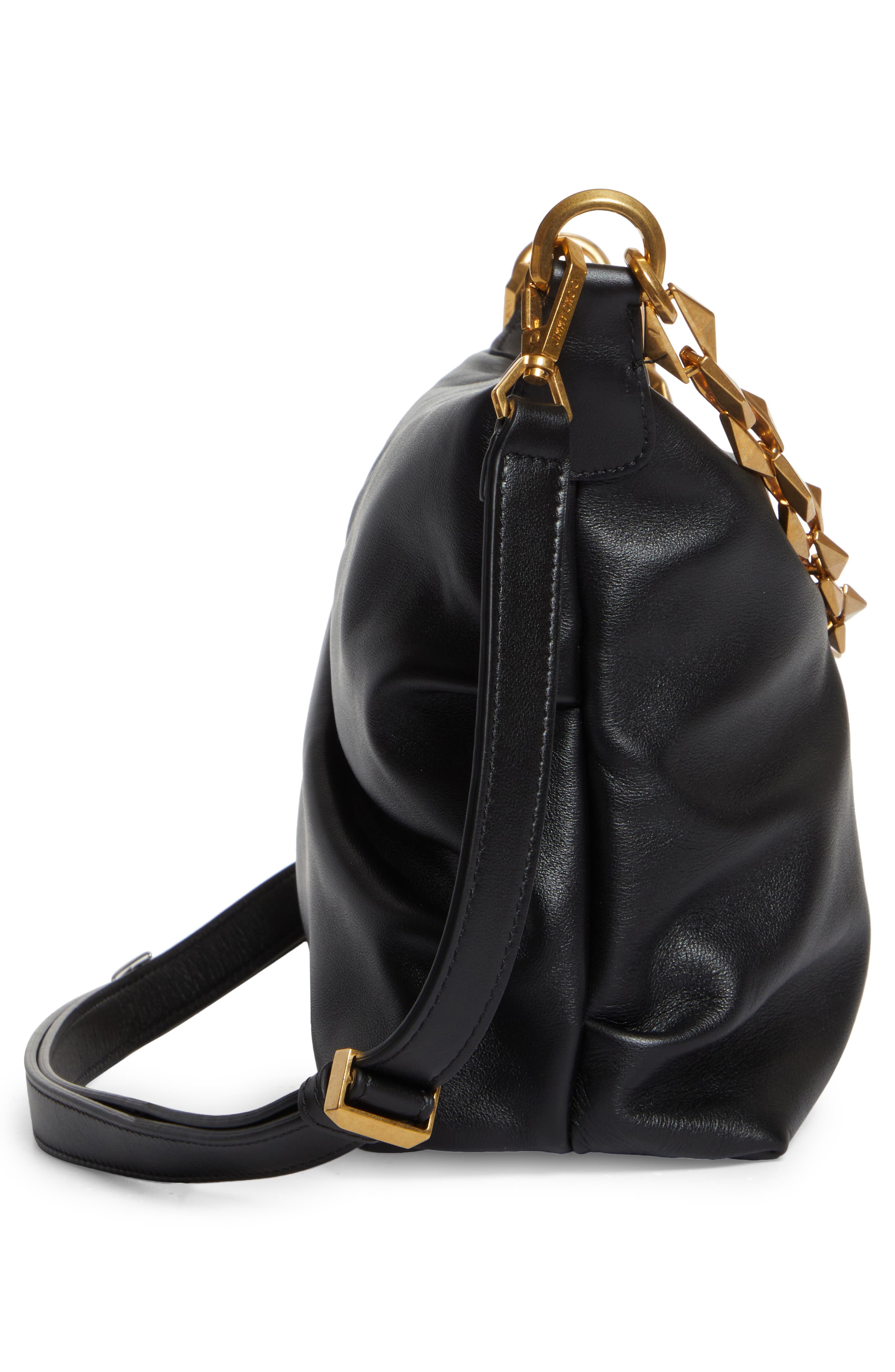 Jimmy Choo Small Diamond Leather Hobo Bag, Alternate, color, 