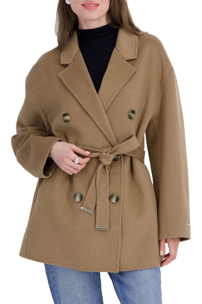 Alex Wool Blend Double Breasted Coat, Main, color, CAMEL