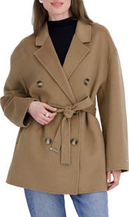 Tahari Alex Wool Blend Double Breasted Coat