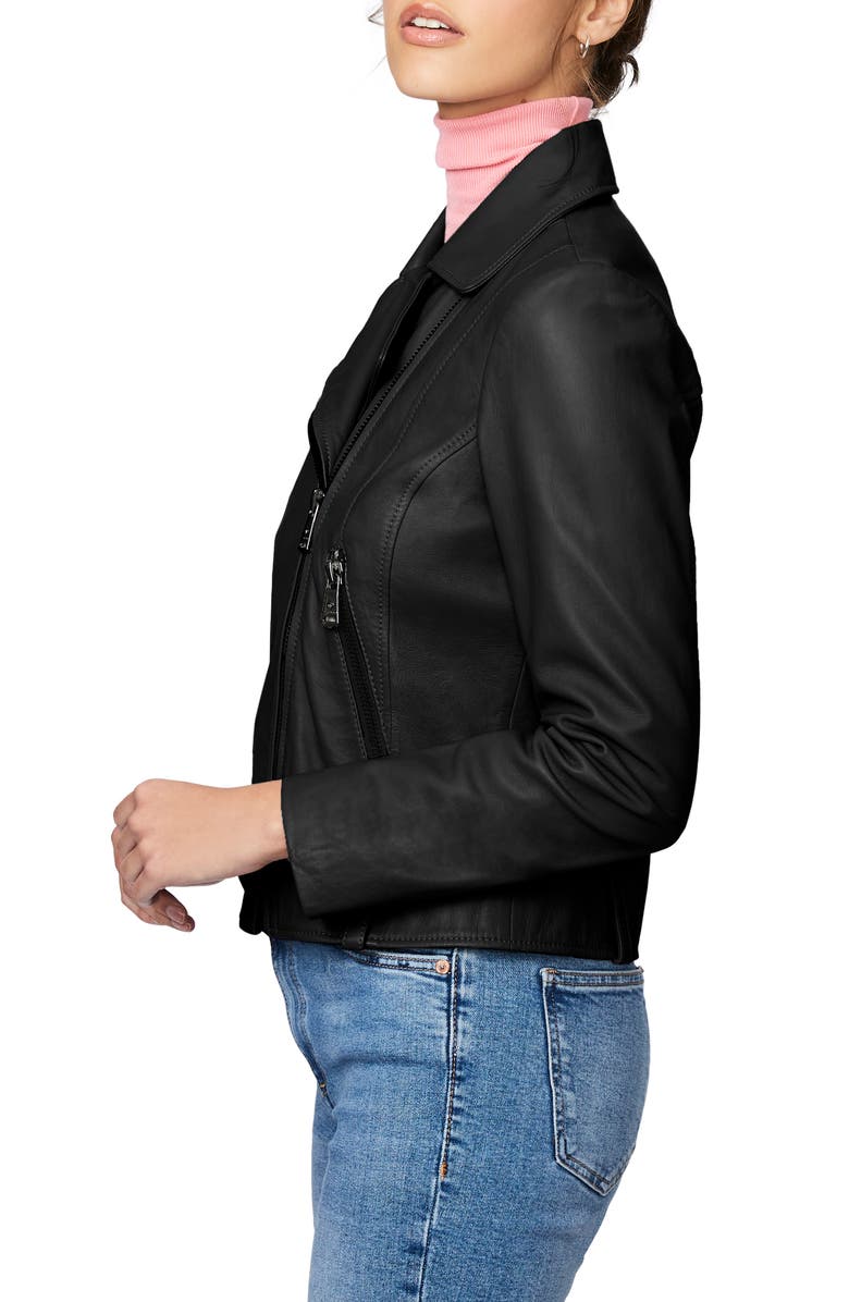 Bernardo Leather Moto Jacket, Alternate, color,