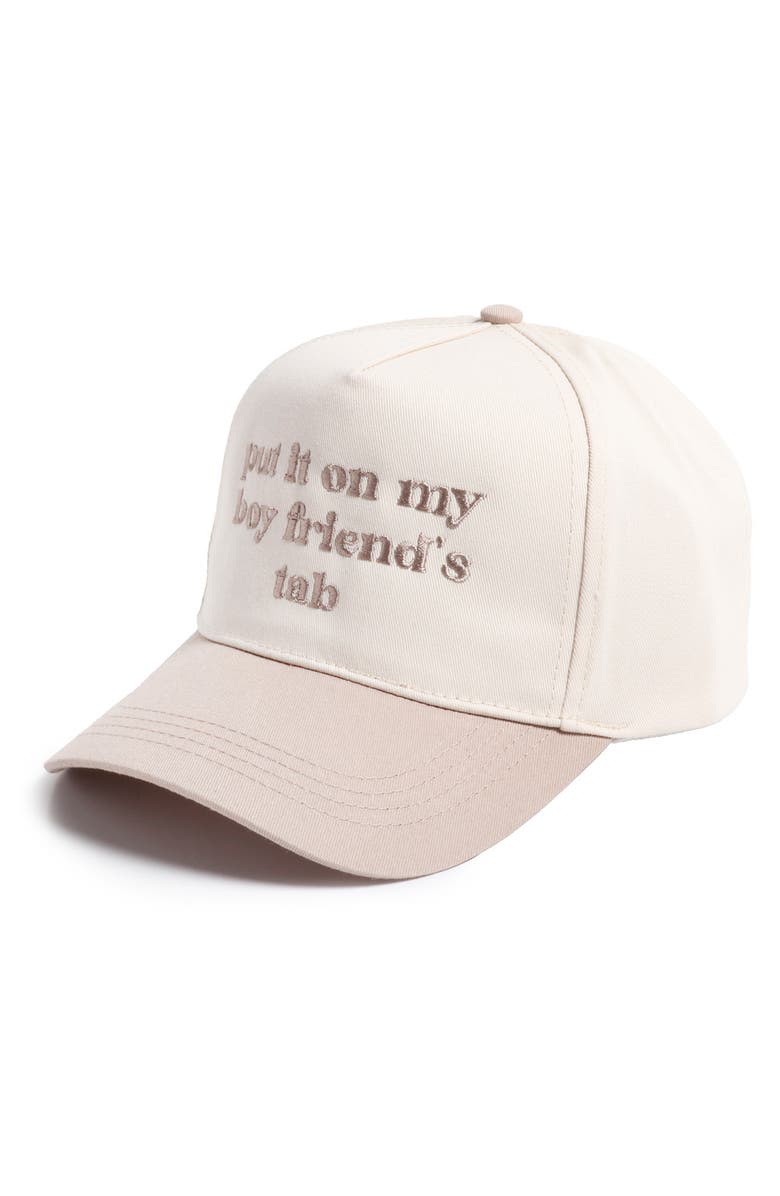 David & Young Put it on Boyfriend's Tab Cotton Baseball Cap, Alternate, color, Beige