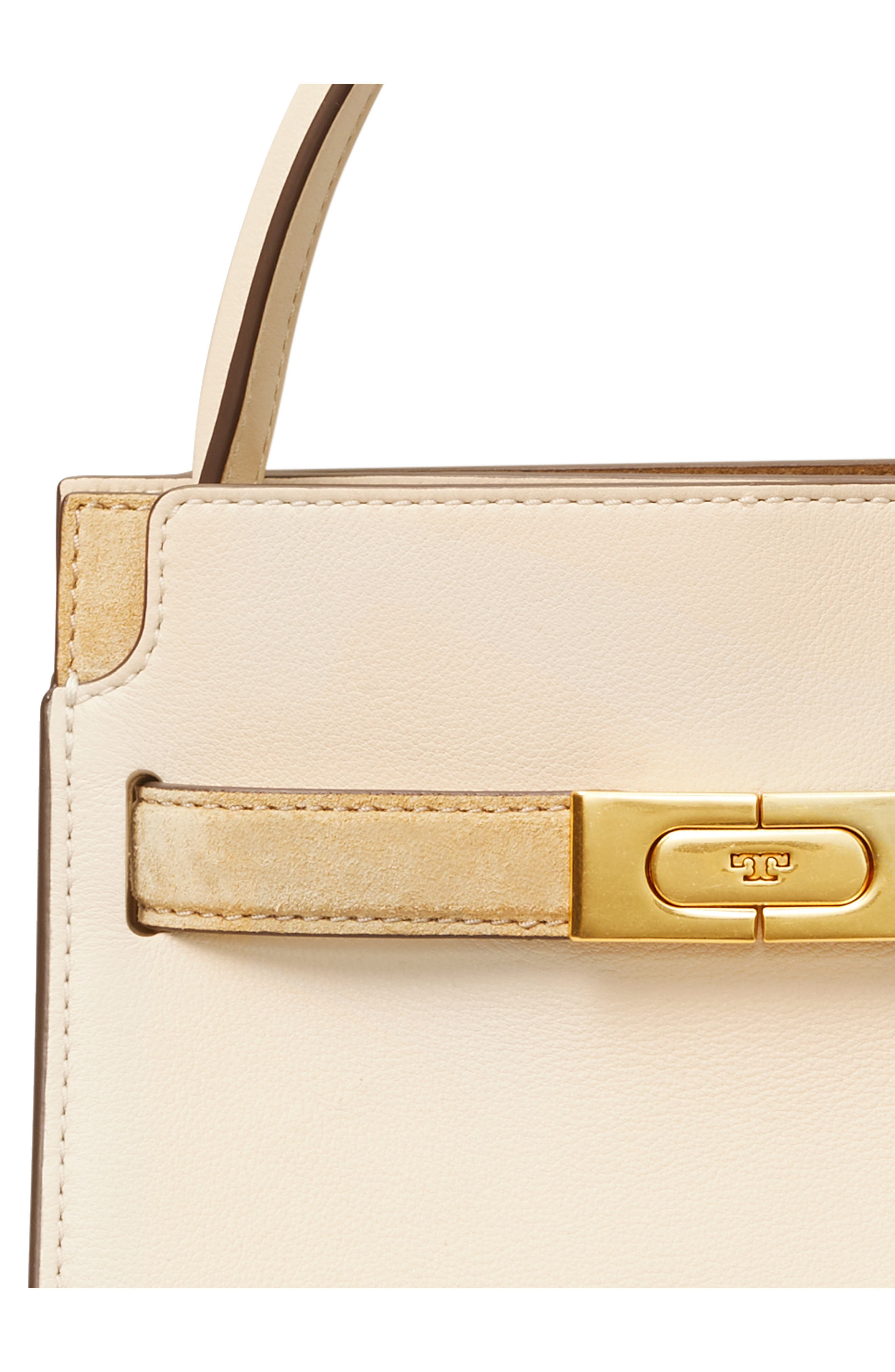 Tory Burch Petite Lee Radziwill Leather Double Bag, Alternate, color, New Cream