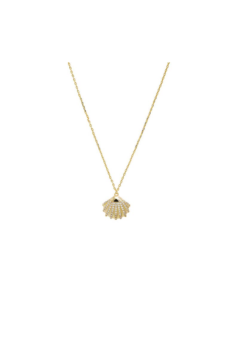 BY ADINA EDEN Pavé Seashell Pendant Necklace, Main, color, Gold