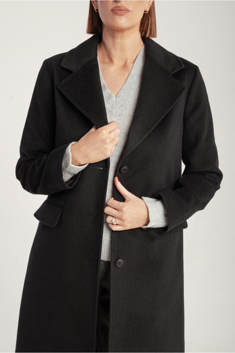 Cashmere Tailored Single-Breasted Coat, Alternate, color, Black