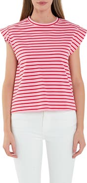 English Factory Stripe Cotton T-Shirt