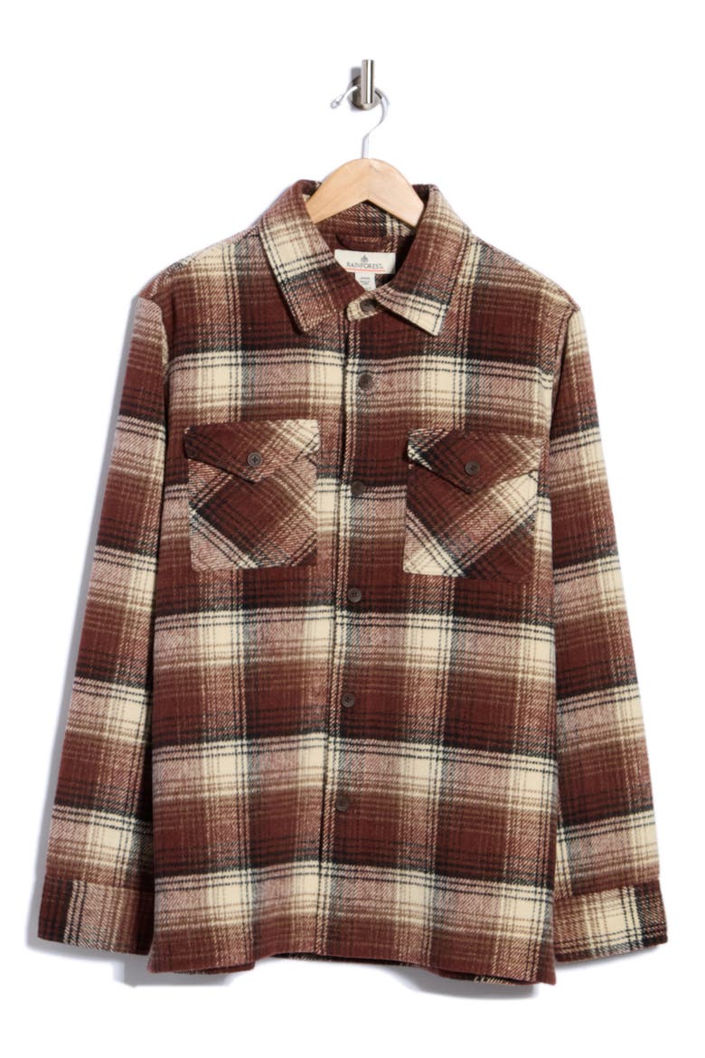 Brushed Plaid Shirt Jacket, Alternate, color, RUSTIC BRICK PLAID