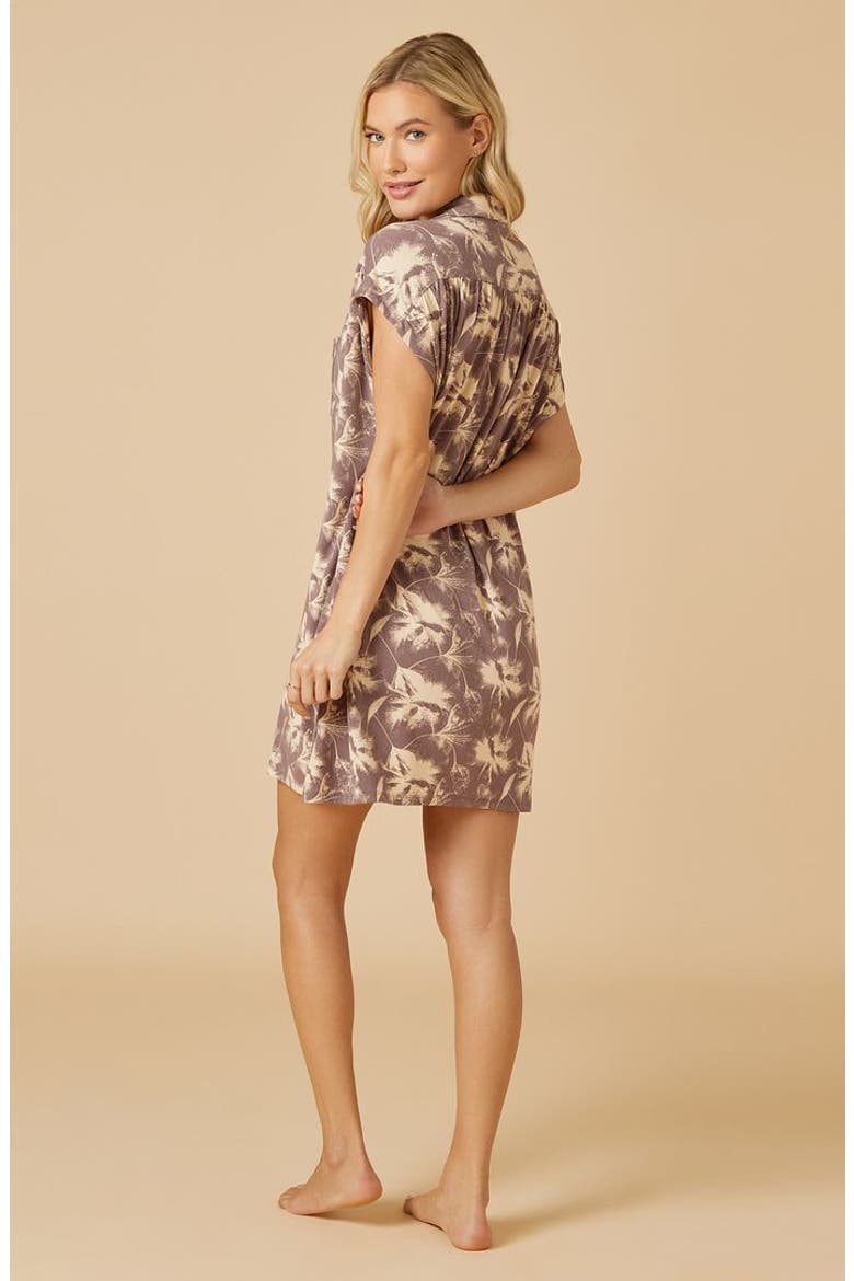 Soft Sleep Caftan Mini Sleepshirt, Alternate, color, Driftwood Floral