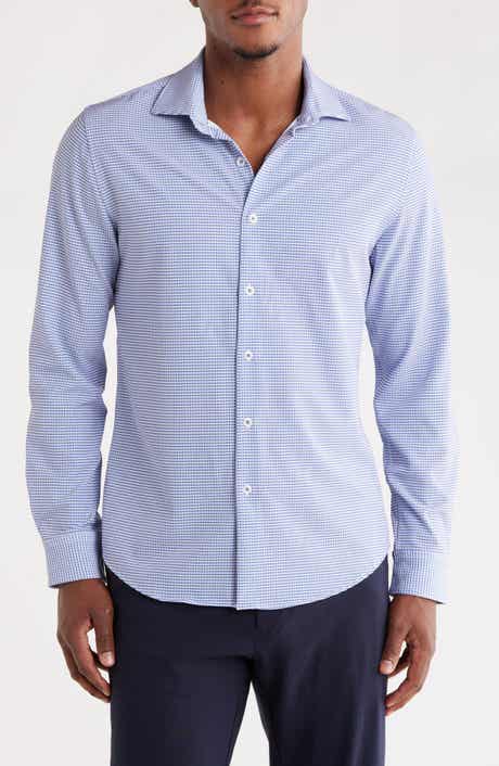 DENIM AND FLOWER Geometric Tech Long Sleeve Button Front Shirt