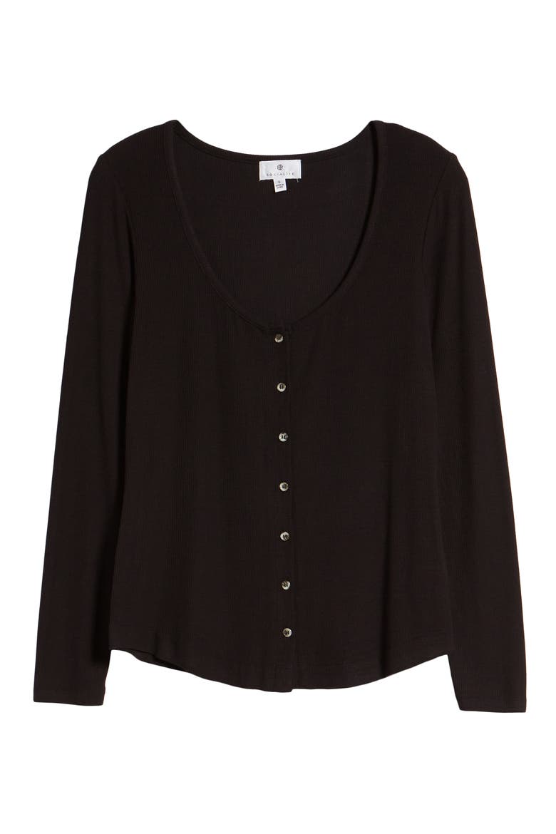 Button Front Top, Alternate, color, BLACK