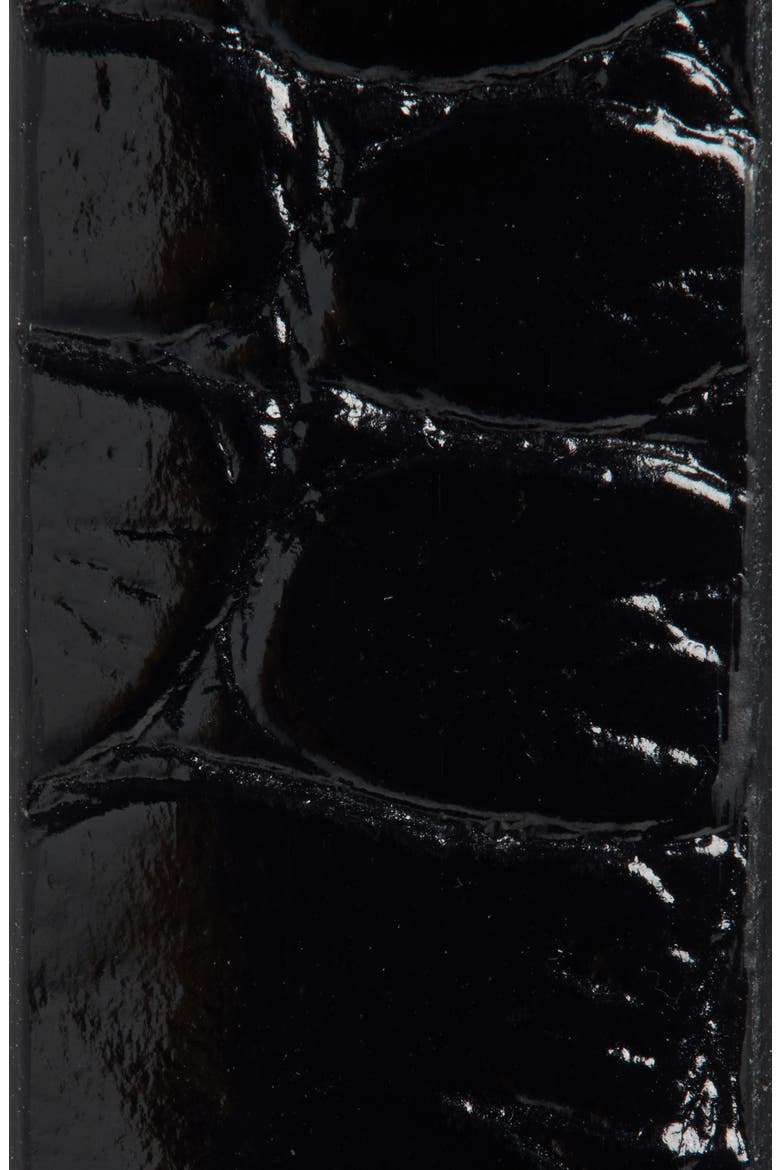Croc Embossed Patent Leather Skinny Belt, Alternate, color, 1N001 BLACK