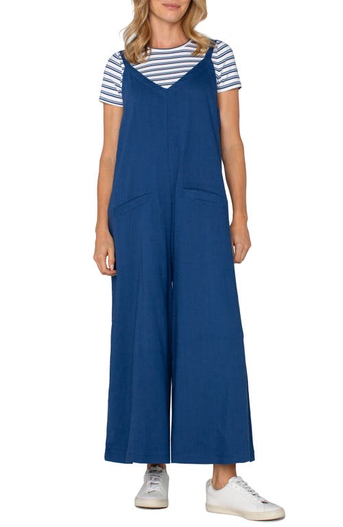 Shop Liverpool Los Angeles Crop Wide Leg Jumpsuit In Goddess Blue