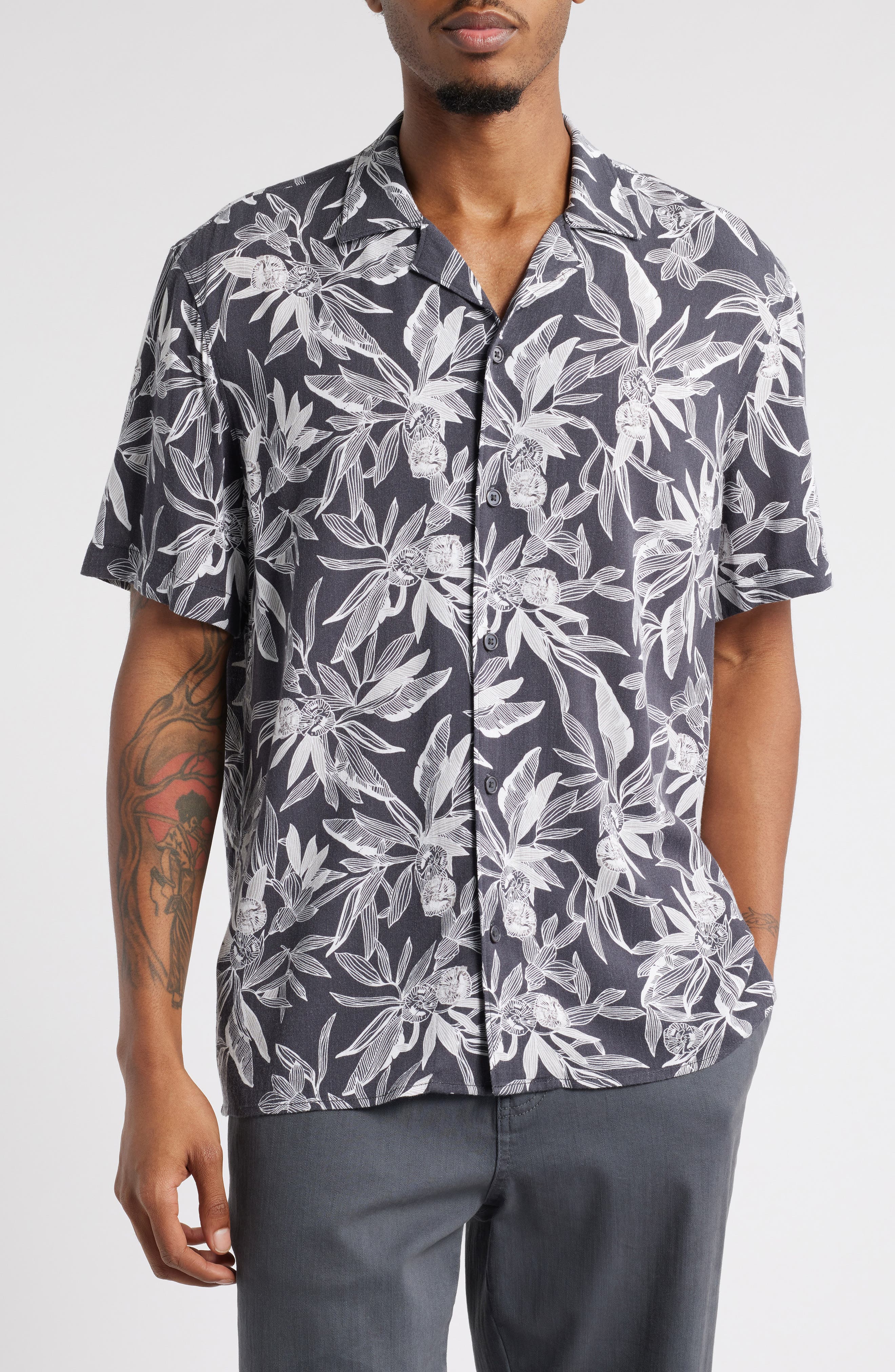 Open Edit Floral Camp Shirt