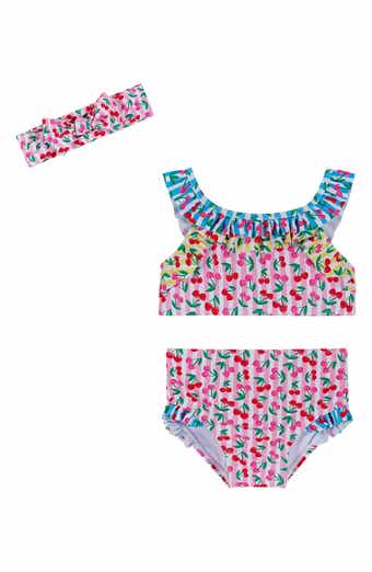 Floral Two-Piece Bikini Swimsuit & Headband Set
