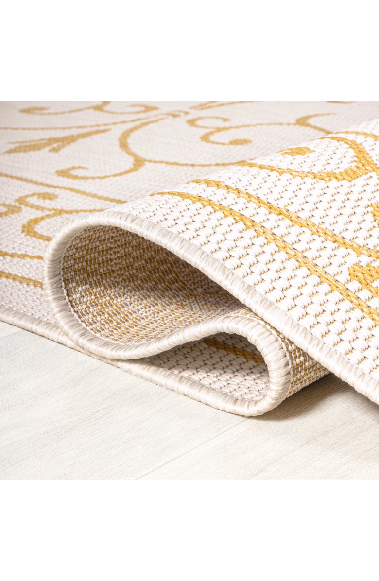 JONATHAN Y Charleston Vintage Filigree Textured Weave Indoor/Outdoor Round Area Rug, Alternate, color, Cream/Yellow