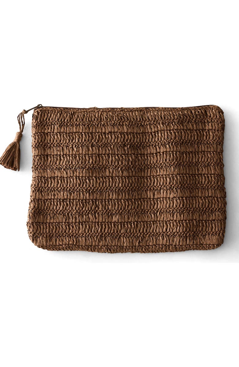 Haven Well Within Straw Clutch, Main, color, Brown
