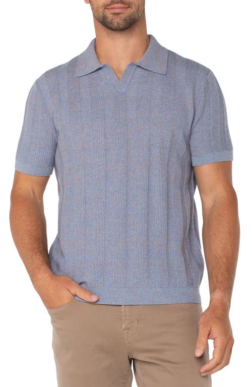 Liverpool Los Angeles Johnny Collar Short Sleeve Cotton Blend Polo Sweater In Blue