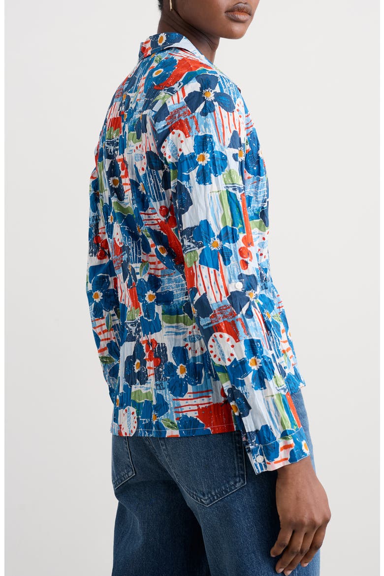 Larissa Floral Organic Cotton Button-Up Shirt, Alternate, color, TABLE SKETCH CHALK