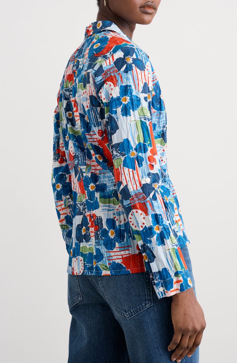 Seasalt Cornwall Larissa Floral Organic Cotton Button-Up Shirt, Alternate, color, Table Sketch Chalk