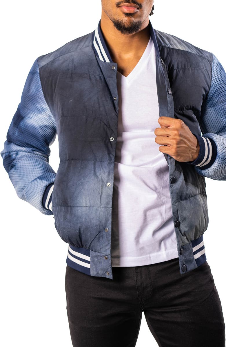 Maceoo Ocean Sky Blue Quilted Bomber Jacket, Alternate, color, Blue