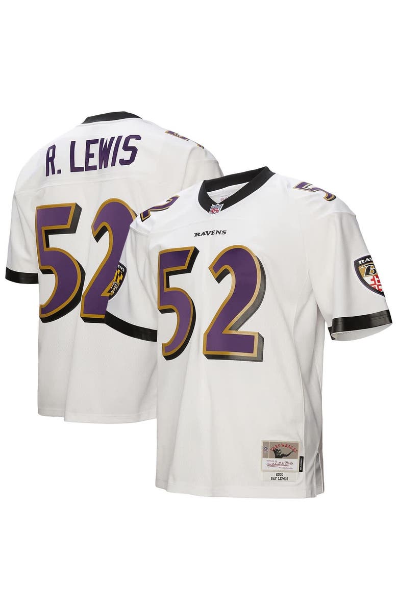 Mitchell & Ness Men's Mitchell & Ness Ray Lewis White Baltimore Ravens 2000 Legacy Replica Jersey, Main, color,