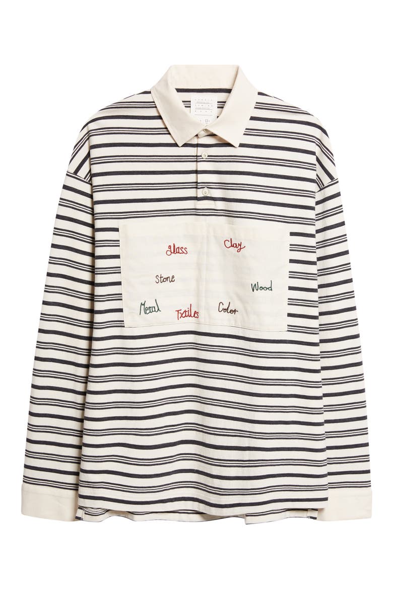 Syntax Rugger Stripe Rugby Shirt, Alternate, color, IVORY/ NAVY