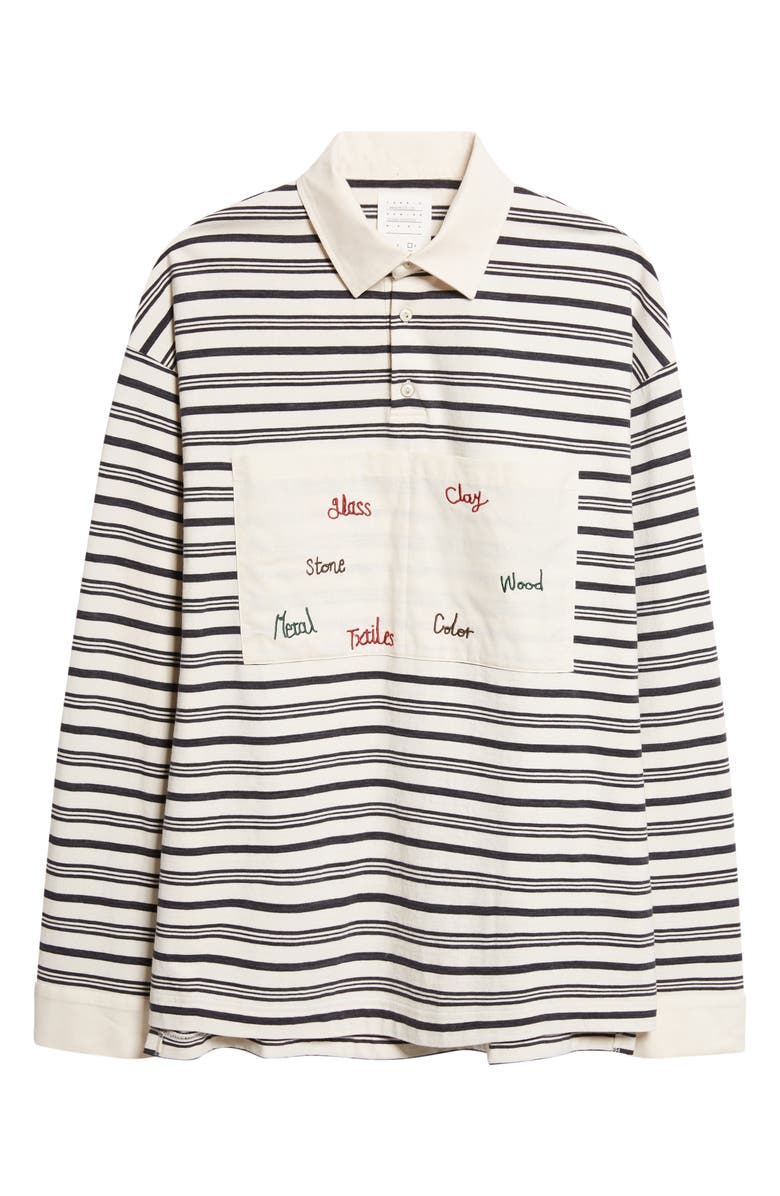 KURO Syntax Rugger Stripe Rugby Shirt, Main, color, Ivory/ Navy