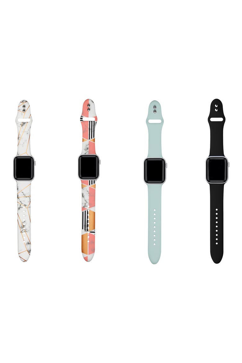 Silicone Apple Watch Band - Set of 4, Alternate, color, MARBLE/ SEAFOAM/ BLACK