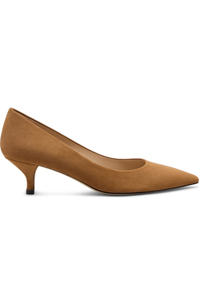 Stuart Weitzman Power Pointed Toe Kitten Heel Pump, Alternate, color, Toasted Almond