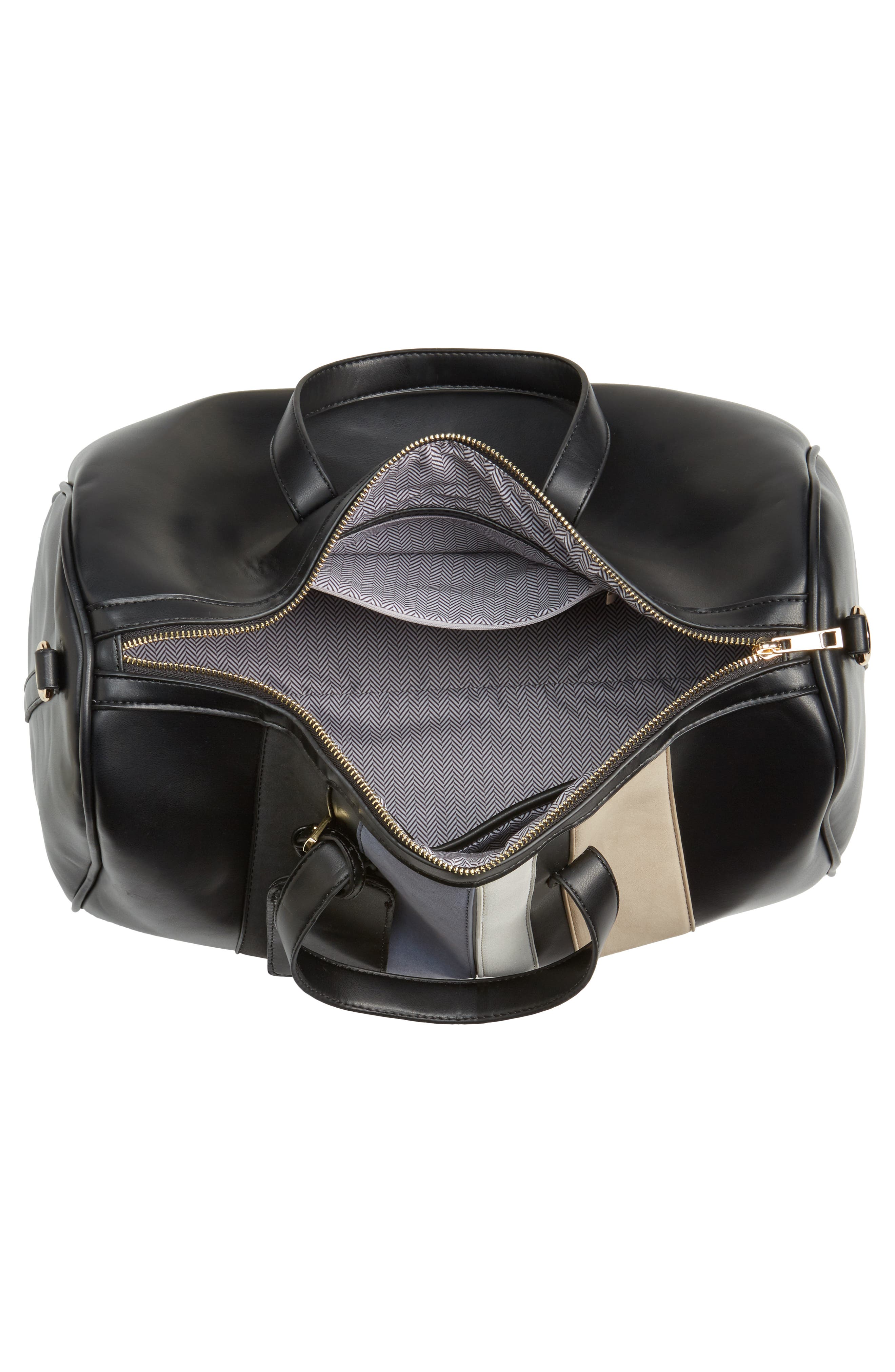 BP. Stripe Faux Leather Duffel Bag, Alternate, color, 
