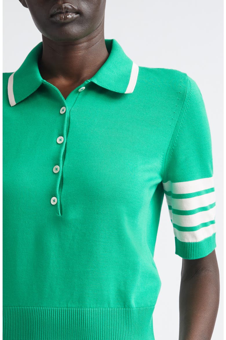 4-Bar Hector Intarsia Polo Sweater, Alternate, color, GREEN