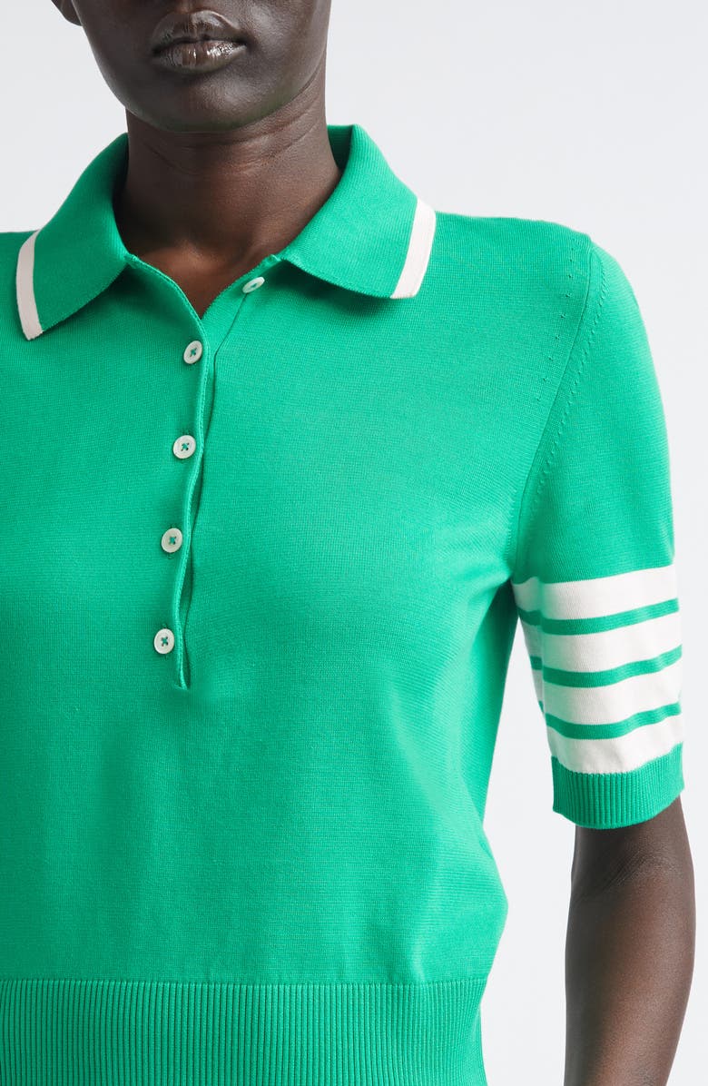 Thom Browne 4-Bar Hector Intarsia Polo Sweater, Alternate, color, Green