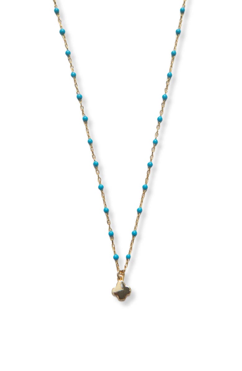 Argento Vivo Sterling Silver Clover Enamel Bead Necklace, Main, color, Gold