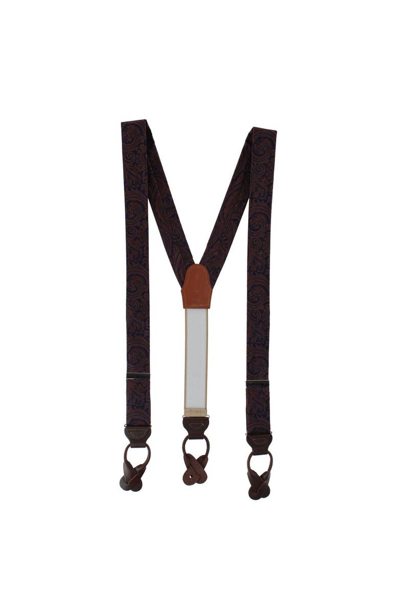Trafalgar Sobee Silk Button End Suspenders, Alternate, color, Brown
