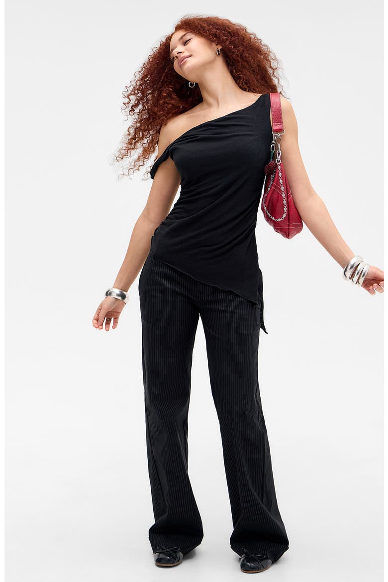 Peggy Asymmetric One-Shoulder Cotton Blend Knit Top, Alternate, color, CHARCOAL