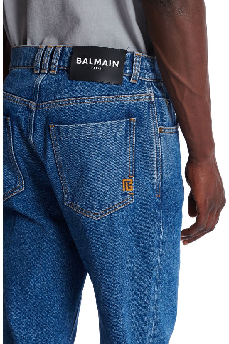 Blue denim straight-cut jeans, Alternate, color, blue