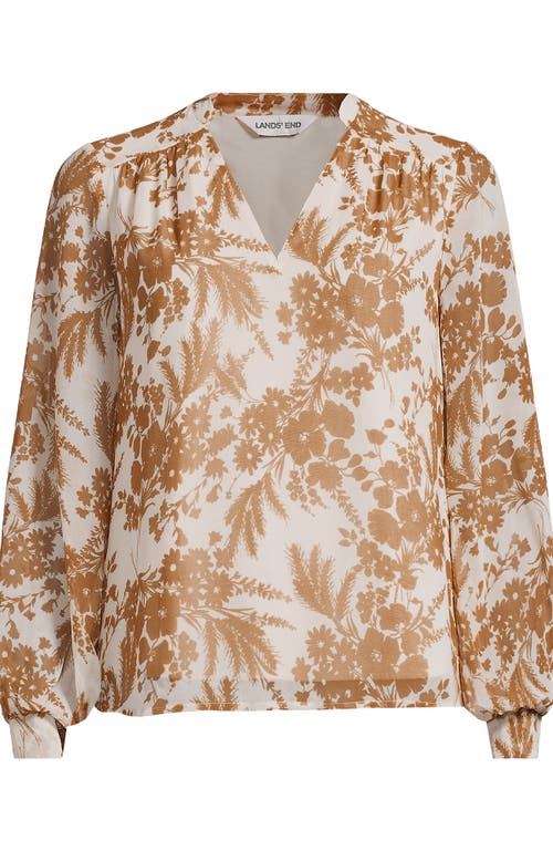 Lands' End Chiffon Removable Tie Neck Blouse In Multi