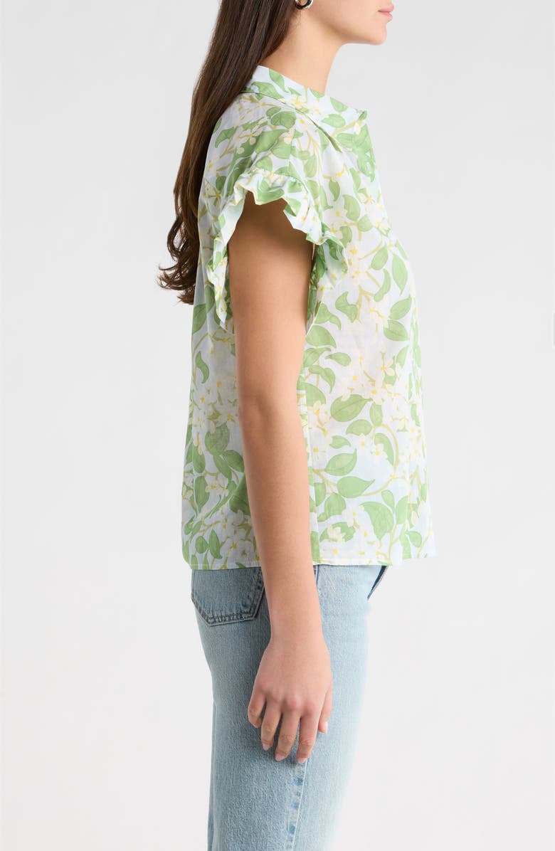 SUGARLIPS Kiany Floral Short Sleeve Button-Up Shirt, Alternate, color, Light-Blue-Green