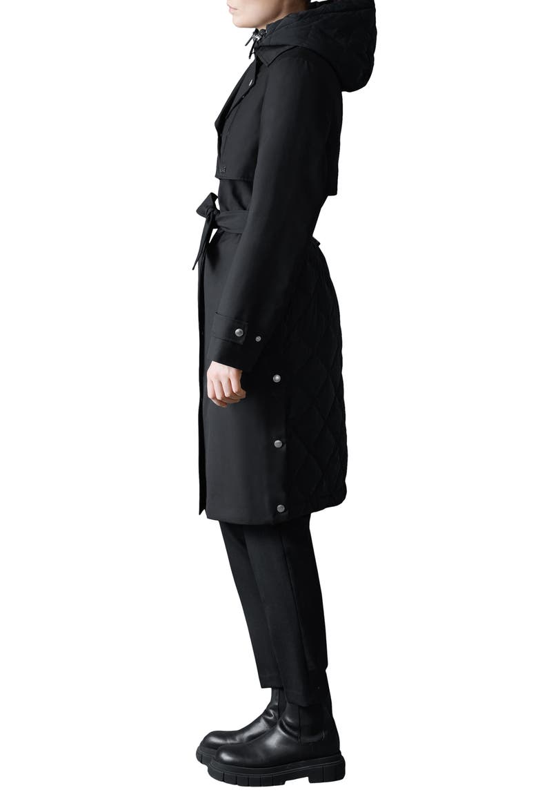 Siobhan Down Trench Coat with Removable Bib, Alternate, color, BLACK