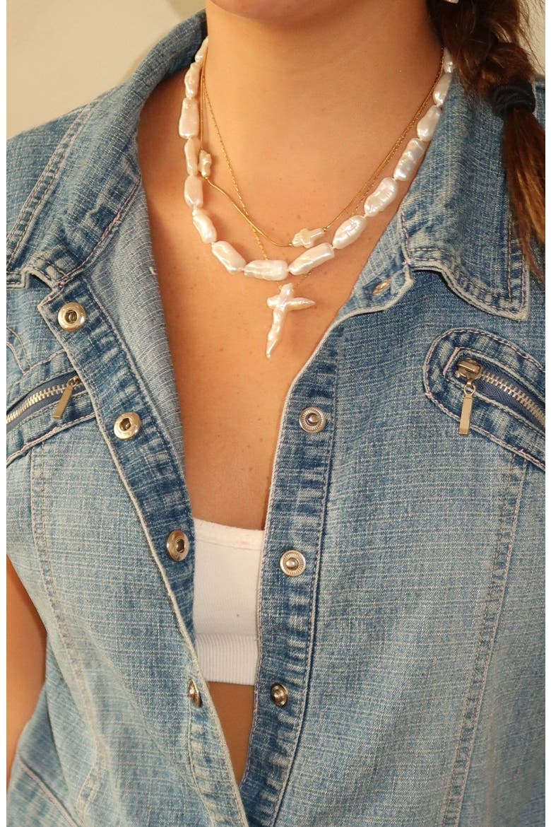 Cross Chain Necklace, Alternate, color, Gold