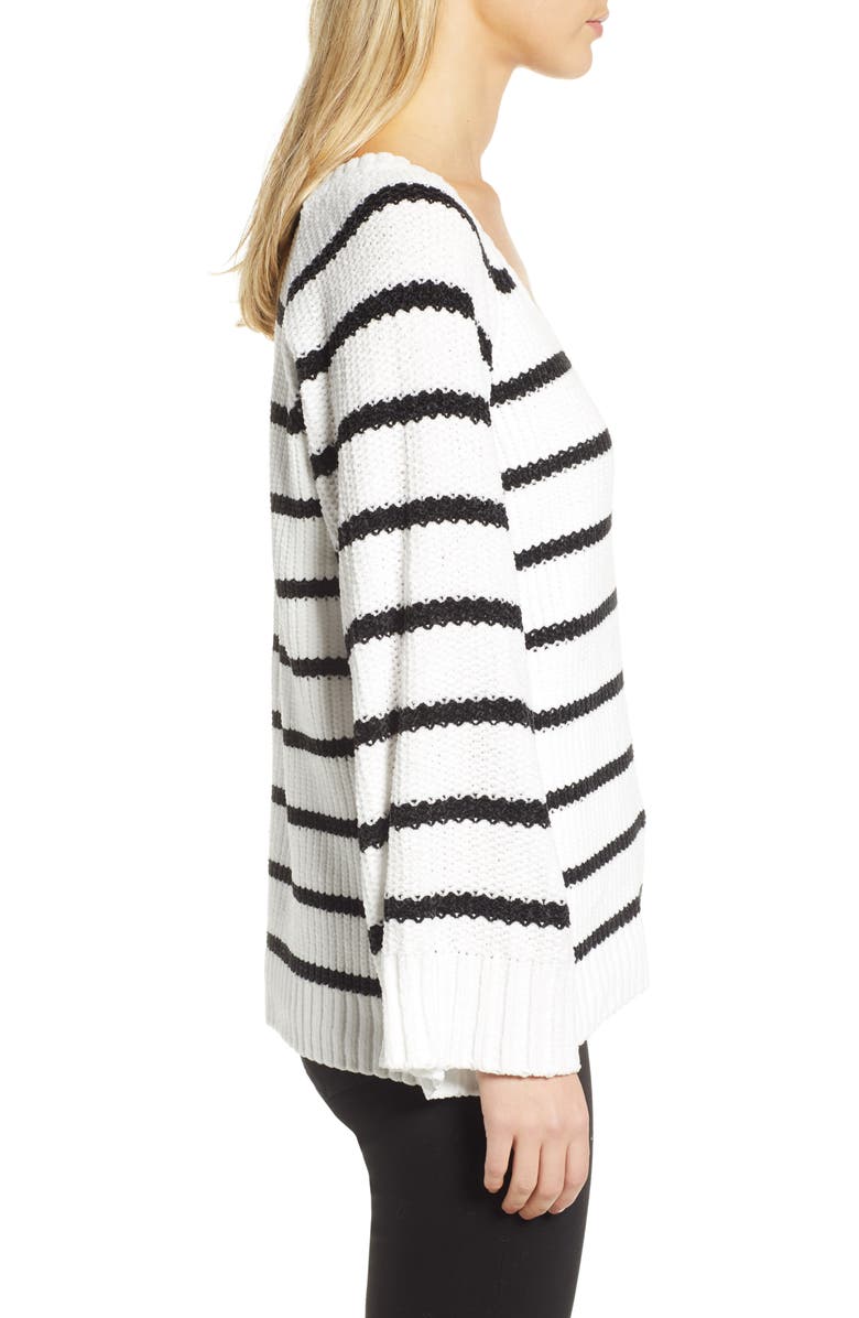 &.Layered Stripe V-Neck Sweater, Alternate, color, 