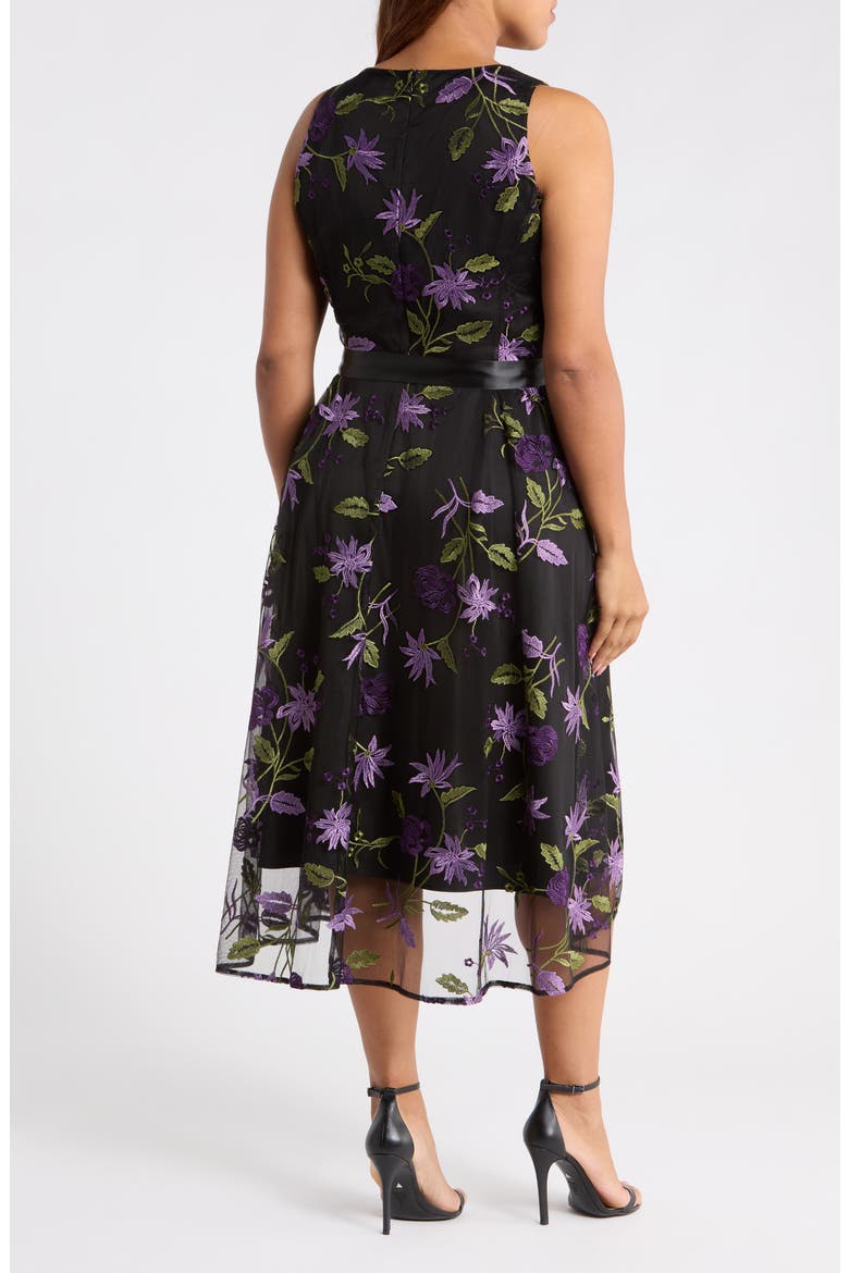 Floral Embroidered Sleeveless Midi Dress, Alternate, color, BLACK GRAPE