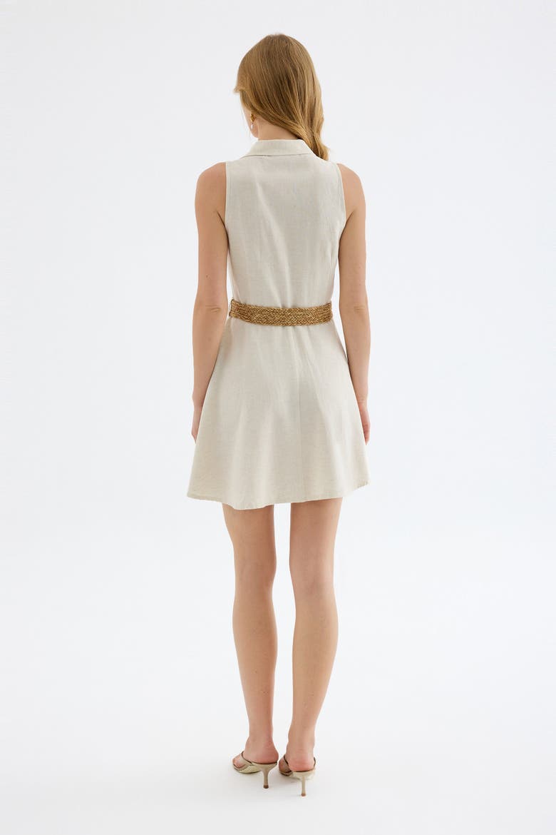 Mono Belted Mini Shirt Dress, Alternate, color, Beige