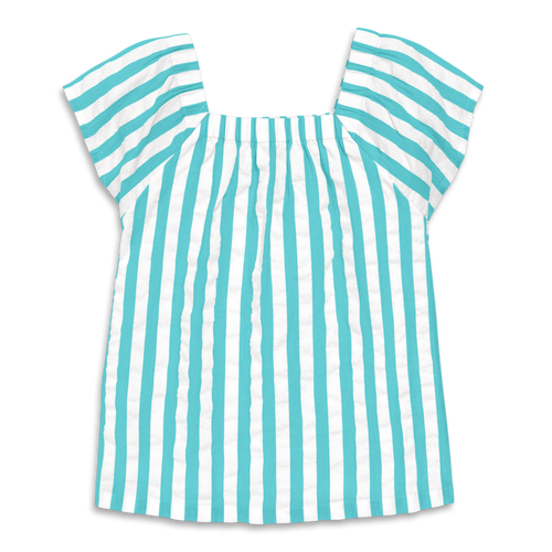 Primary Kids Picnic Top In Seersucker Stripe In White Coast Stripe