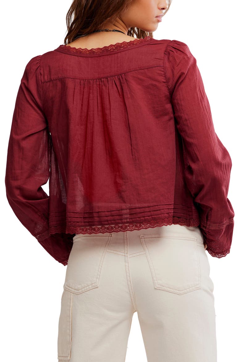 Evermore Lace Inset Semisheer Cotton Top, Alternate, color, SYRAH