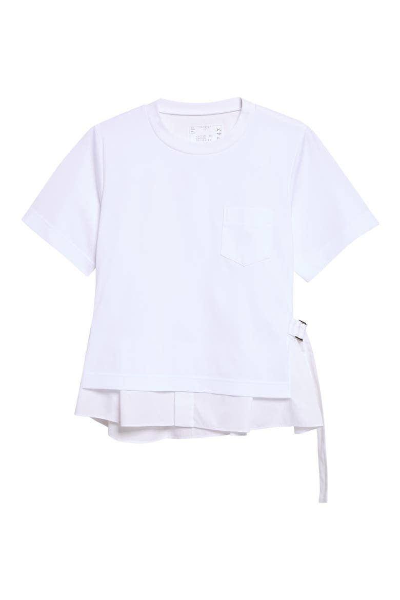 Poplin Mixed Cotton Jersey T-Shirt, Main, color, OFF WHITE