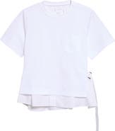 Sacai Poplin Mixed Cotton Jersey T-Shirt