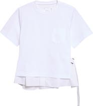 Sacai Poplin Mixed Cotton Jersey T-Shirt