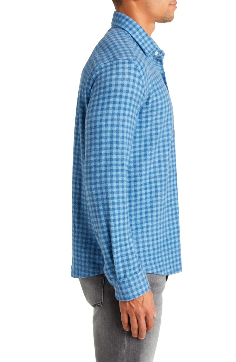 Stone Rose Gingham Check Wrinkle Resistant Tech Fleece Button-Up Shirt, Alternate, color,