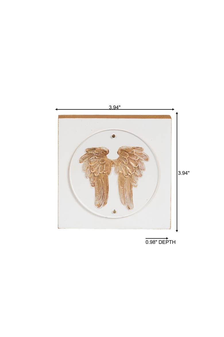 Wood and Acrylic Block Gold Angel Wings Multicolored for Spring Home Decor, Alternate, color, Multicolored